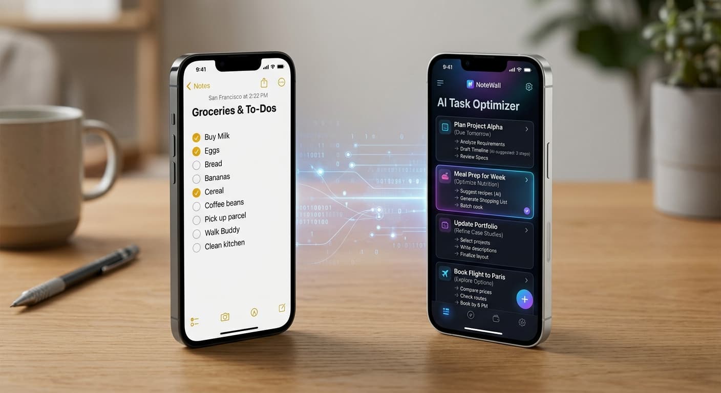 Apple Notes vs. NoteWall for Reminders in 2026: Native Simplicity or AI Power?